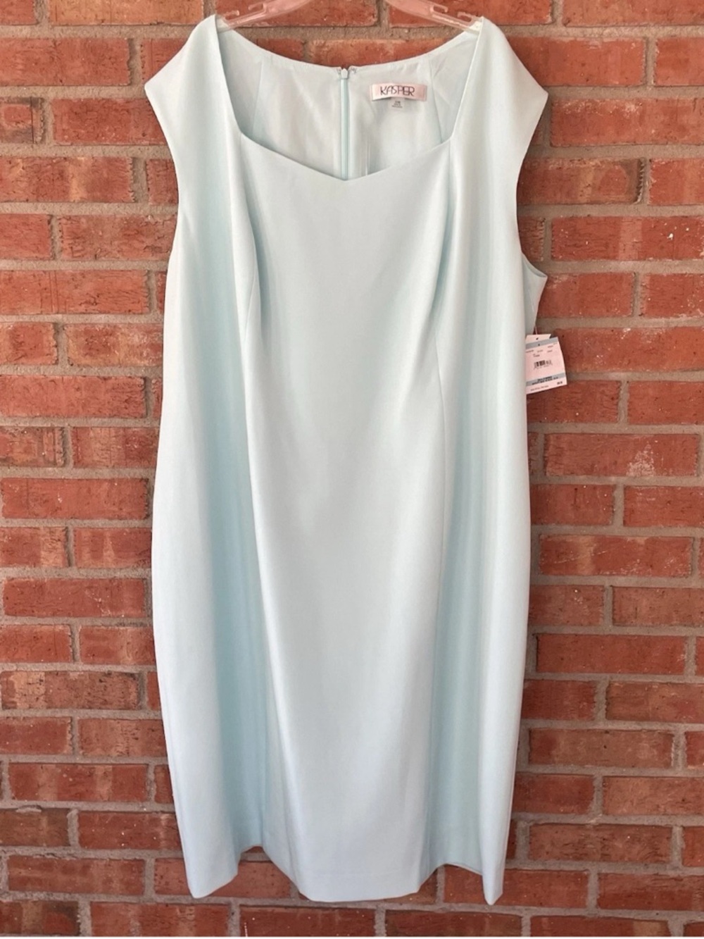 Kasper NWT Sea Glass Sheath Dress Plus Size 20W Career Work Elegant Lined